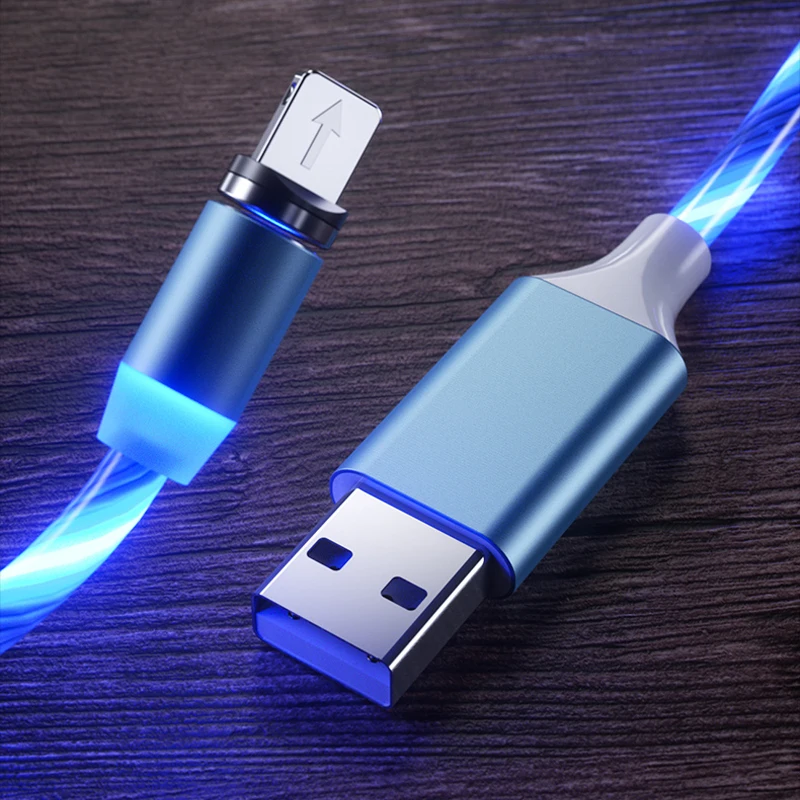 

Metal Magnetic LED Flowing Light Mirco USB Cable, Blue,red,green,colorfly
