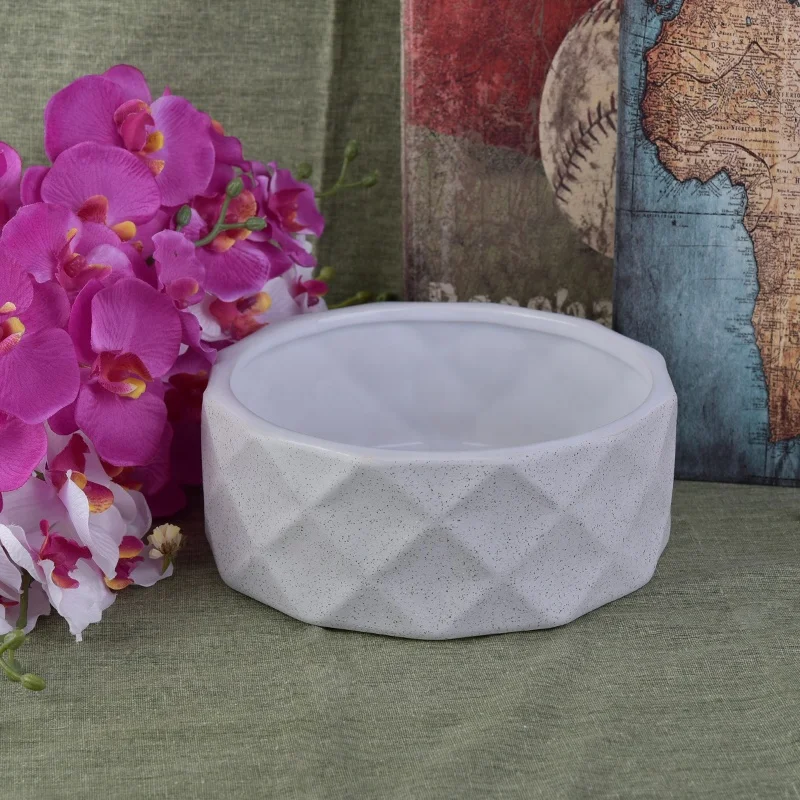 Large Capacity Embossed Ceramic Jars For Candles Making