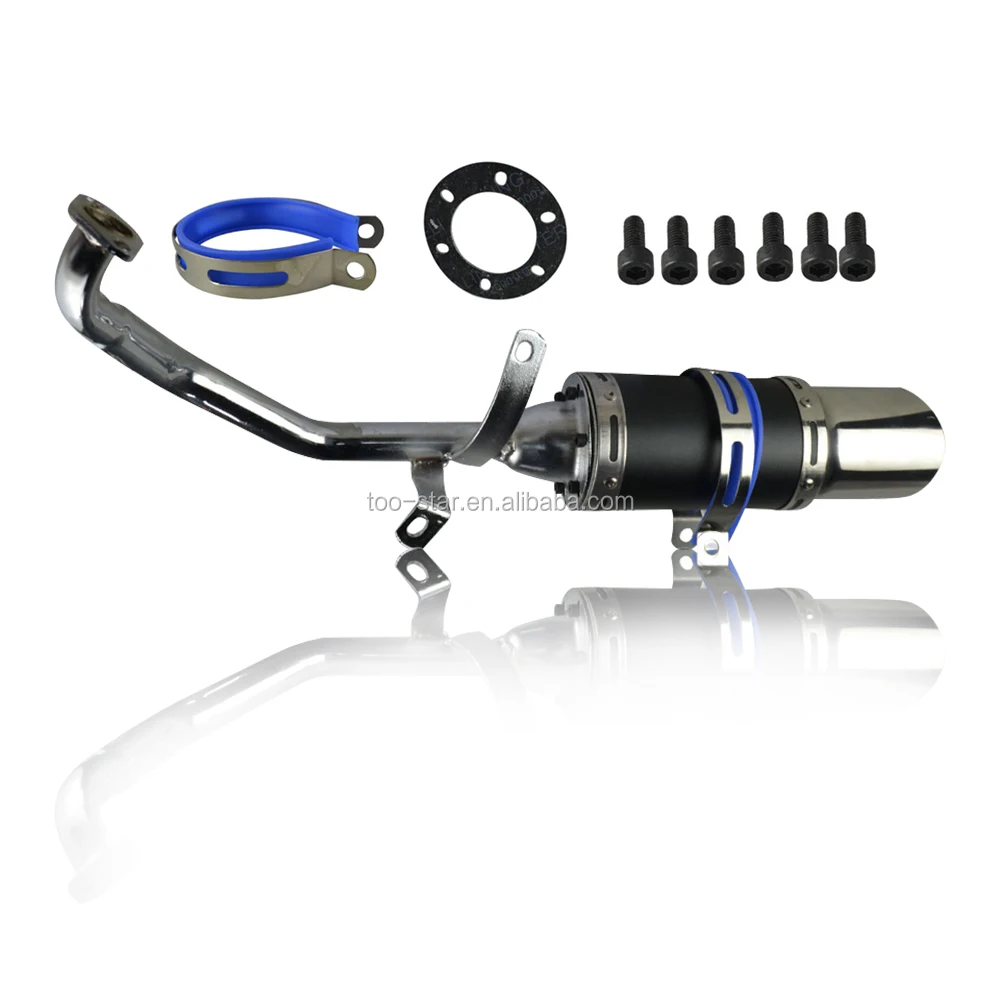 Keelexsta Exhaust System GY6 50cc-400cc Racing Exhaust Muffler System Scooter Moped ATV Go Kart-Silver 