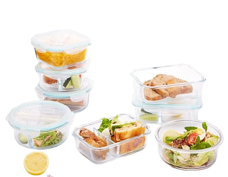 

Hot sales Microwave oven Safe glass food container leak proof bento lunch box meal prep storage food container