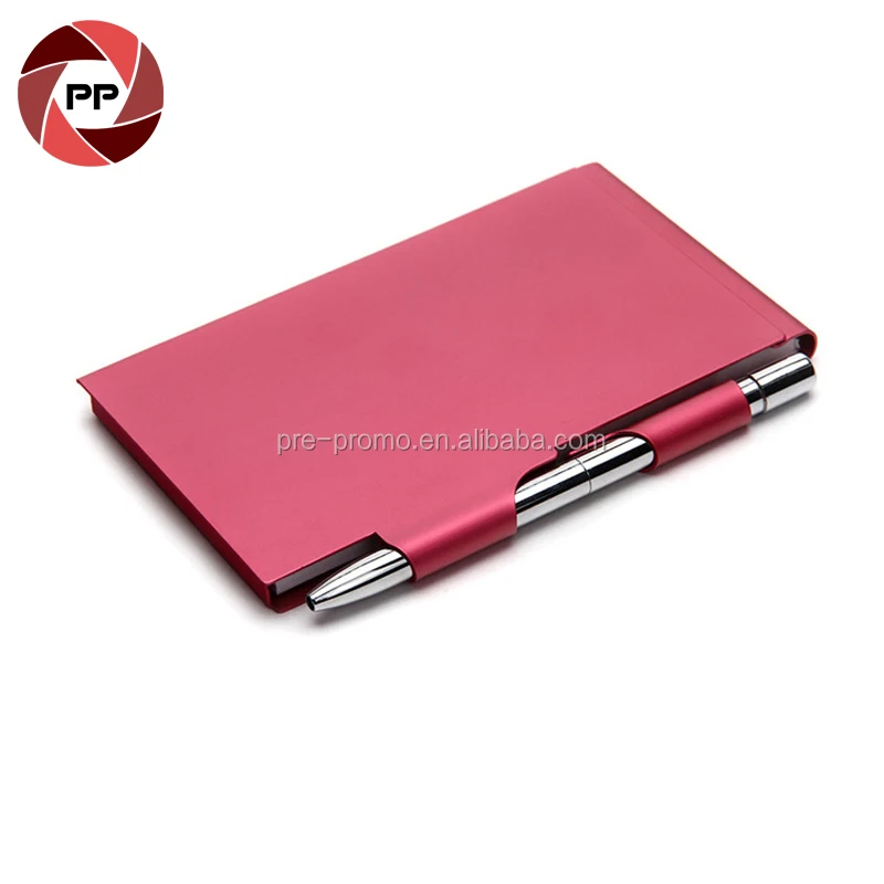 
Wholesale custom cover aluminium memo pad with pen 