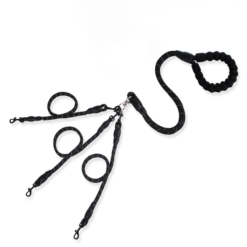 

Three Way Dog Coupler Leash Reflective Nylon Adjustable Triple Dog Leash for One/Two/Three Dog Cats Pet