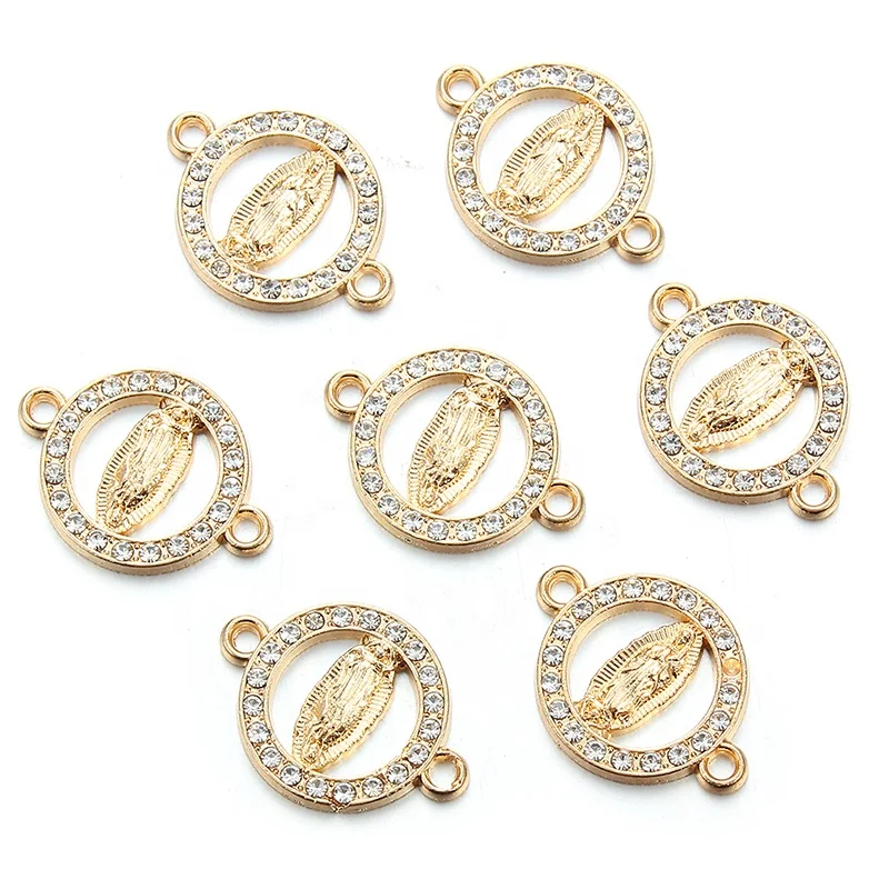 

Gold Crystal Buddha Pattern Alloy Connectors Bracelet Charms For DIY Pendant Necklace Fashion Jewelry Findings, Golden