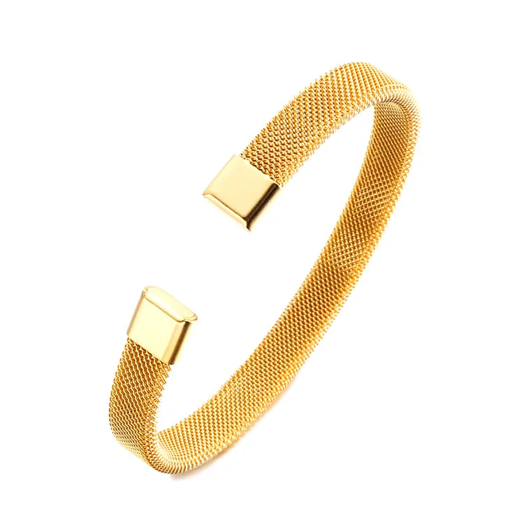 

New hot sale C-shaped braided mesh stainless steel elastic Bangle