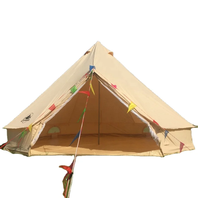 

5m glamping movable and foldable cotton canvas bell tent, Beige