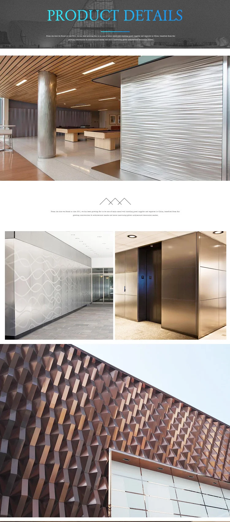 Stainless Steel Decorative Interior Wall Cladding Metal Garage