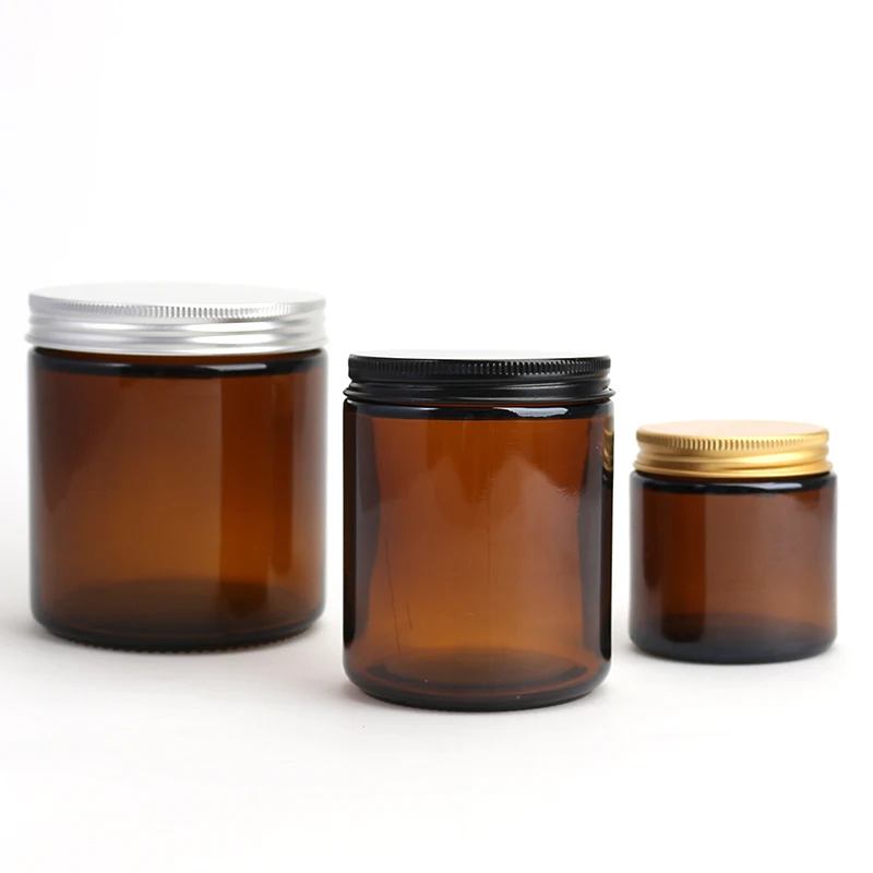 Wholesale Factory Empty Custom Logo Label Colorful Frosted Luxury Amber Brown Storage Popular Candle Making Glass Candle Jar