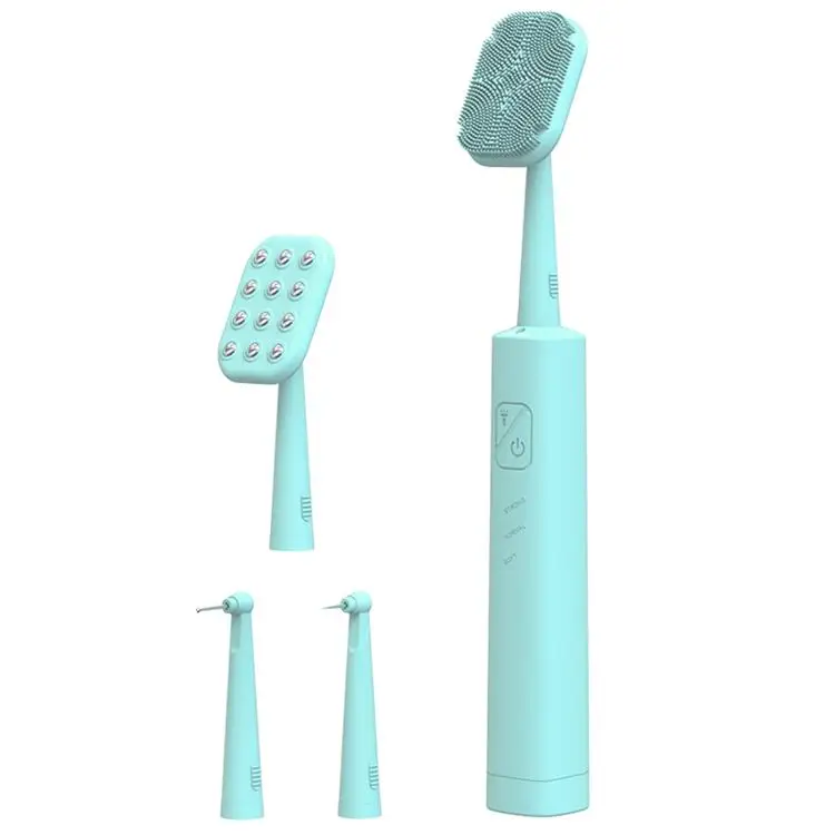 

Amazon Drop Shipping 4 In 1 Facial Cleansing Massage Brush Rechargeable Sonic Electric Tooth Cleaner Instrument, White/black/blue