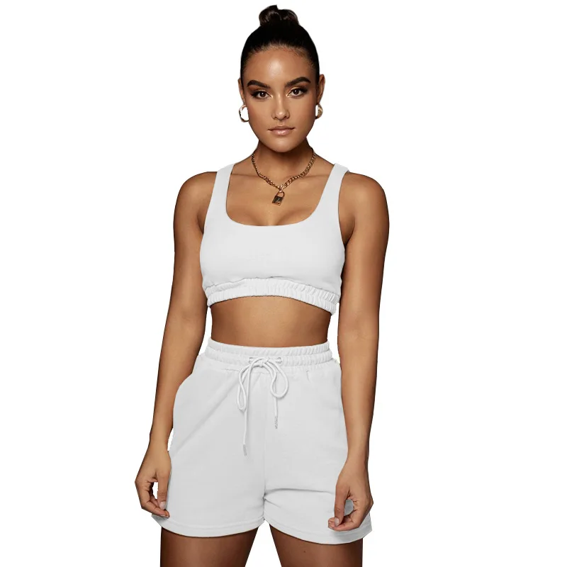 

Women Crop Top Set And Pants Outfits 2 Piece Sweatsuit Two Piece Sweat Short Set