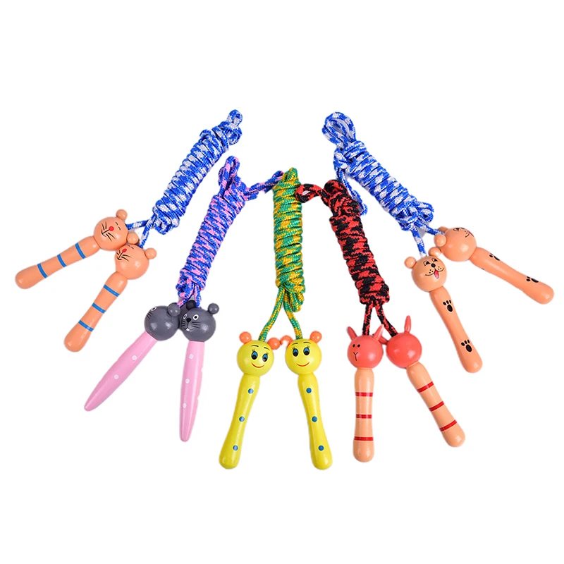 

5 Colors Kids Jump Sport Bodybuilding Fitness Lovely Cartoon Skipping Ropes Wood Handle
