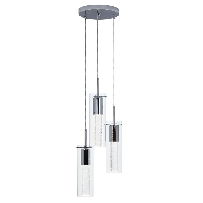 XiNBEi Decorative 3 Light Cluster Ceiling Hanging Light Modern Chrome Pendant Light Fitting for Kitchen Bar Loft