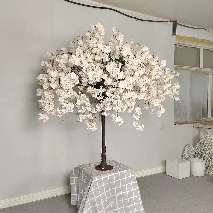 Decoration Table Centerpiece 4ft 5 Feet Tabletop Artificial White Pink Cherry Blossom Tree for Wedding