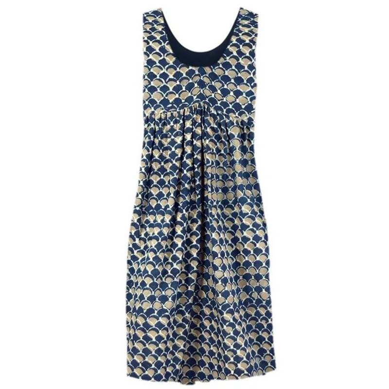 

Summer Women's Stitched Print V-neck Sleeveless Vest Dress Women