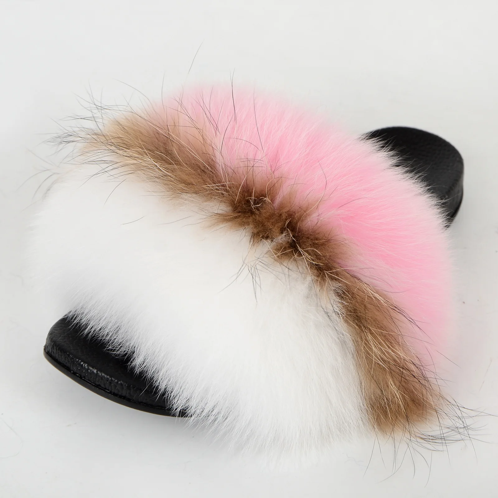 

Curlyfur Factory Wholesale Vendor 2021 Summer Fashion Women Real Fox Fur Sandals Colorful Ladies Slippers Slides
