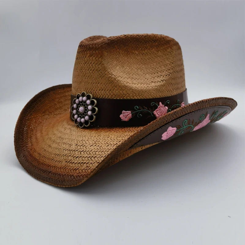 

Summer Retro Wide Brim Wild Cowboy Hat Western Cowboy Hat for Men Women for Beach Travel Cowgirl Fedora Hats