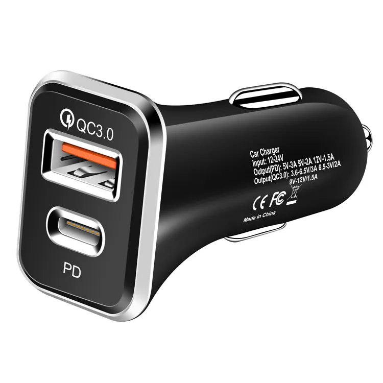 

2021 Automatic Quick Charging QC 3.0 USB Car Charger PD 20W Type C Fast Charger 38W Dual Output Car Charger