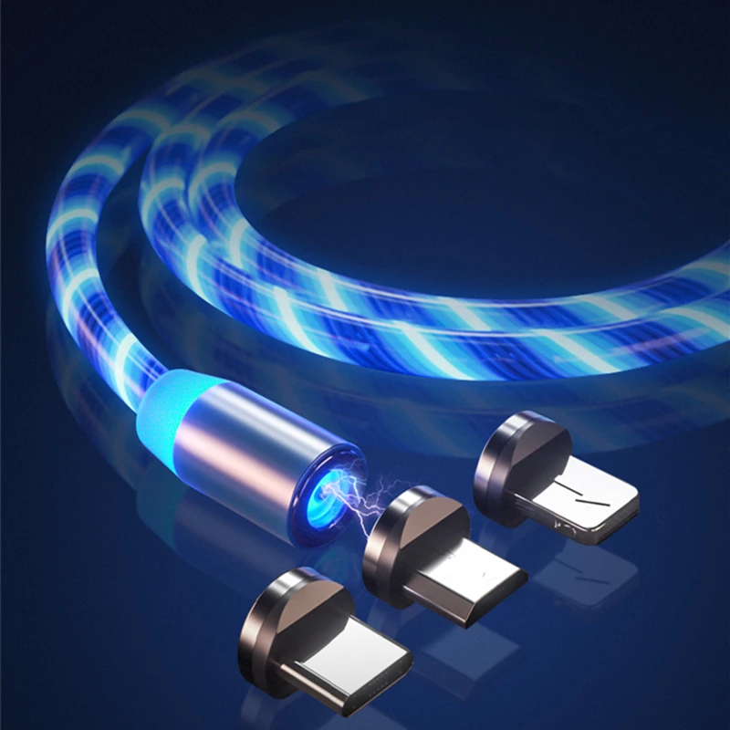 Flowing Light LED Magnetic Charging Cable Micro USB Type C Magnet USB Cable Streamer Phone Charger Cable For iPhone - ANKUX.COM