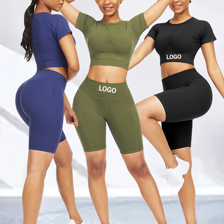 

Womens Workout Clothes Gym Fitness Sets Summer Moisture Wicking Elastic Women Workout Sets Yoga Suit Leggings Set, As shown