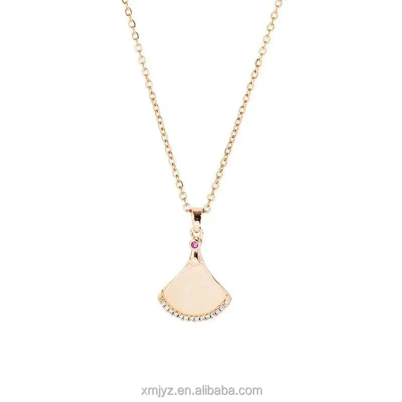 

Brass Gold-Plated Micro Rhinestone Fan-Shaped Small Skirt Light Luxury Small Pendant Ins Street Style Online Best-Selling