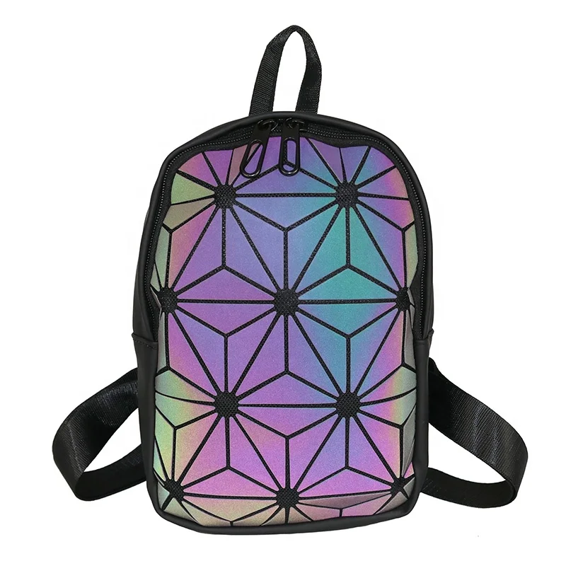 

Reflective knapsack Mini Luminous Geometric Backpack For Ladies