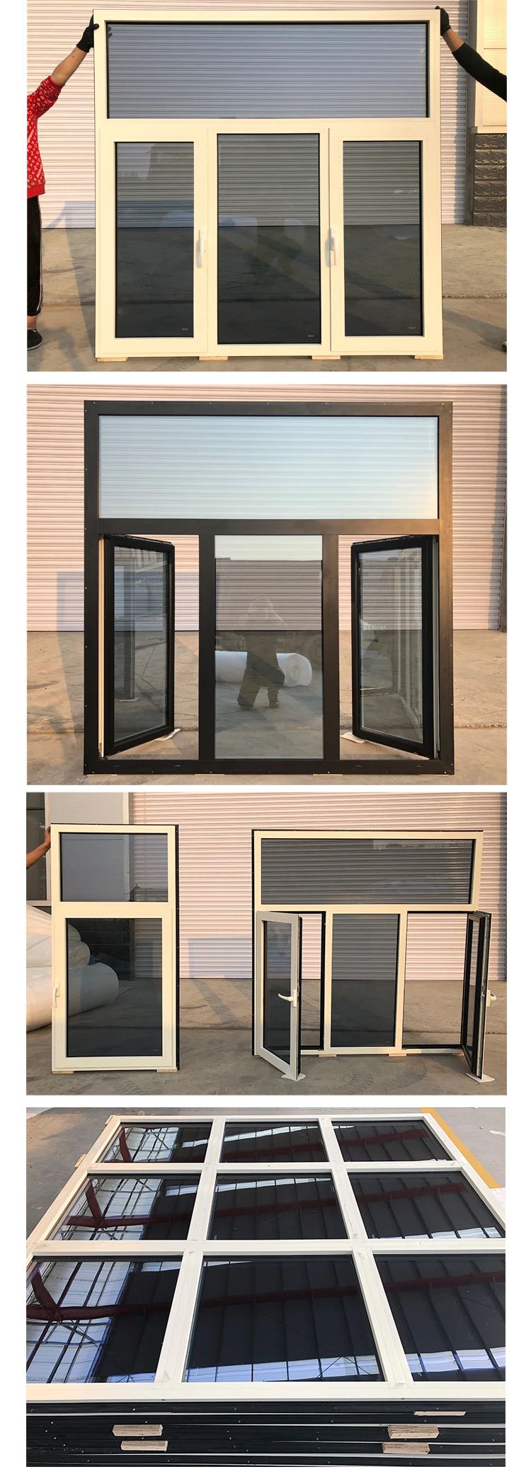 Houston french style thermal break aluminum frame swing window double silver plated glass windows
