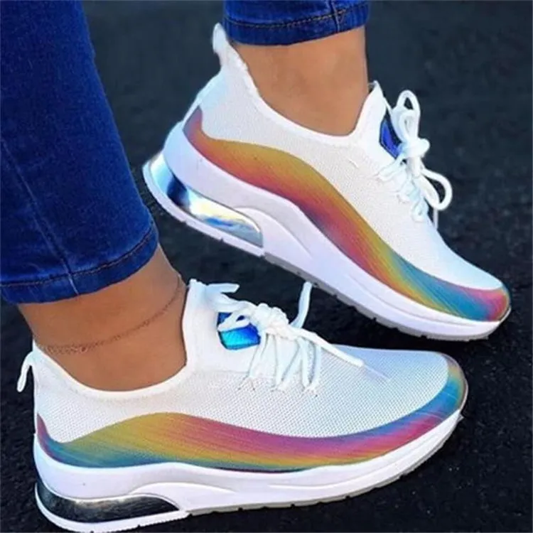 

New Sneakers Women Casual Shoes Mesh Air-Cushion Flat Anti-Slip Women Sneakers Outdoor Trainer Female Shoes, Picture