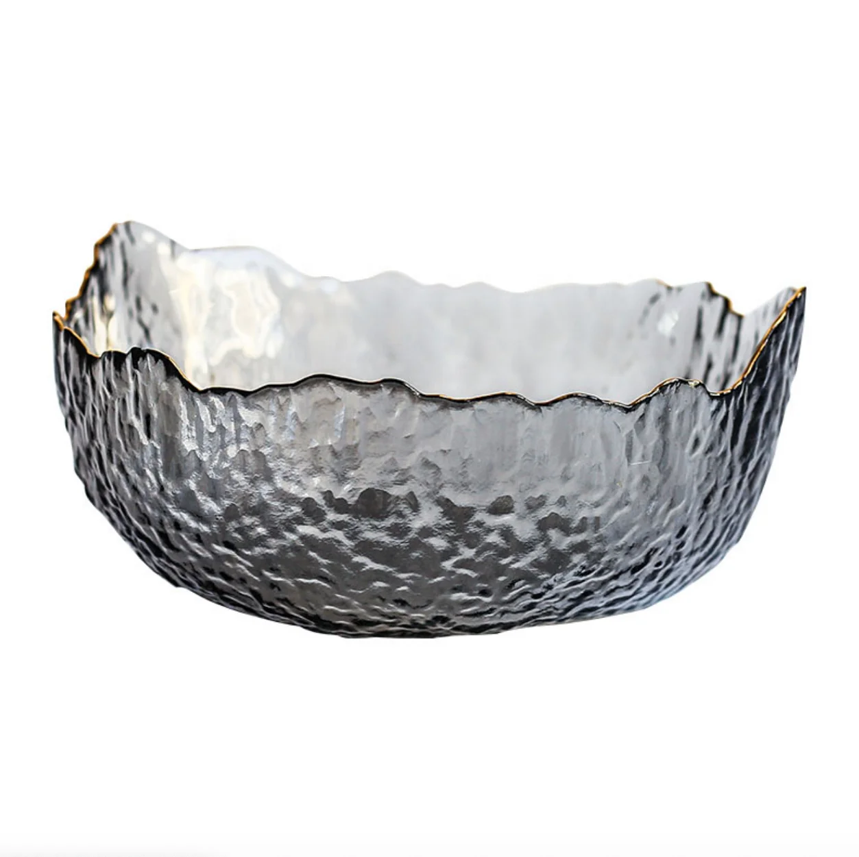 

Hot selling manufacturer supply Nordic style golden golden rim striped glass bowl