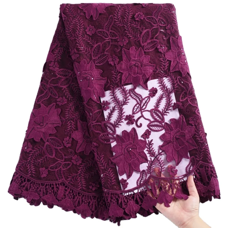 

2237 High Quality Onion Pink Lace Fabric 3D Nigeria Milk Silk Lace Fabric 2019