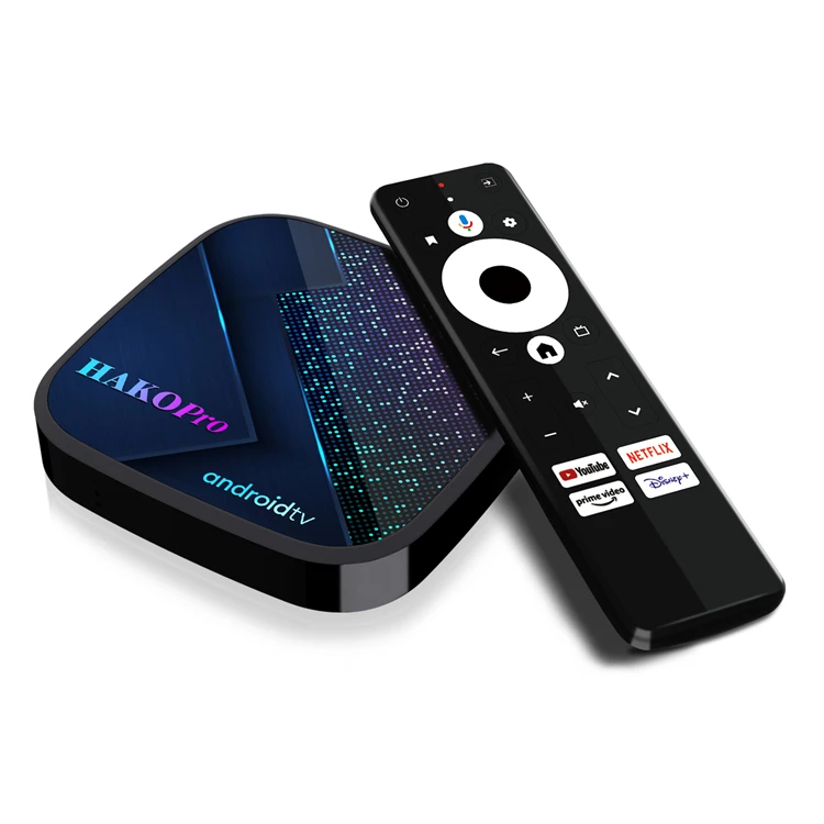 

2023 Hako Pro Google certified NetfIix 4K Smart tv box android 11.0 Amlogic S905Y4 Android ATV Set Top Box from original factory