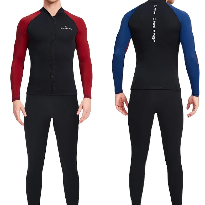 

2 Piece Surf Set Diving Suit Top Wetsuit Jacket And Swimming Pants Neoprene CR Wetsuit, Picture shows/customization