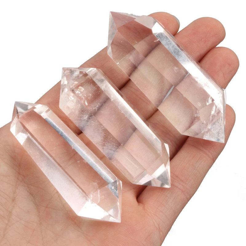 

Natural Clear Quartz Point Tower Double Point Wand For Home Decoration