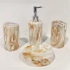 Home Basics Gift & D Beautiful Marble Design Ceramic 4 Pcs Durable Bathroom Accessories Set