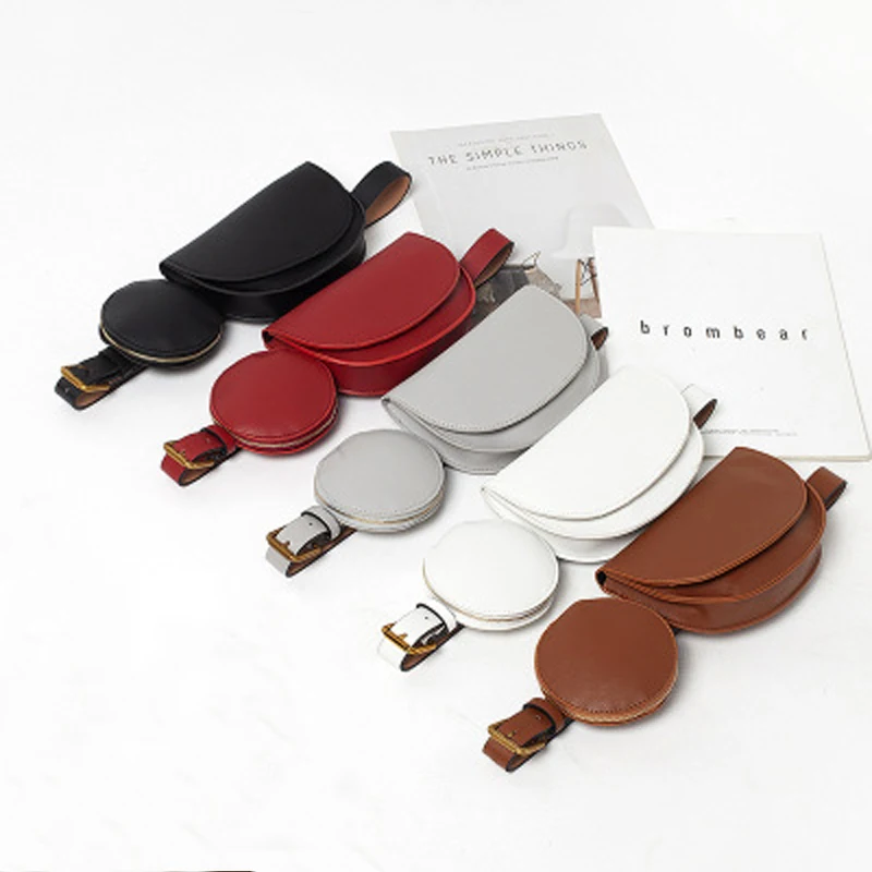 

Women vintage leather coin pouch adjustable waist bag belt casual removable purse, 4 colors for choose/customized color