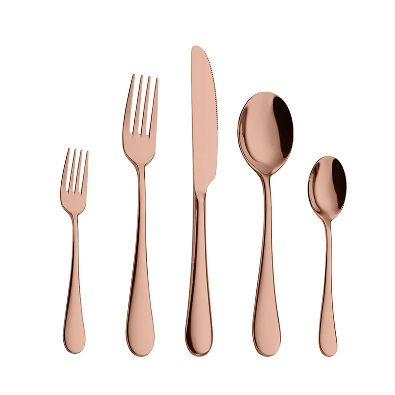

Dinner Knife Fork Rose Gold Cutlery Mirror Polished Stainless Steel 18/10 Flatware Set 5pcs, Mirror rose gold