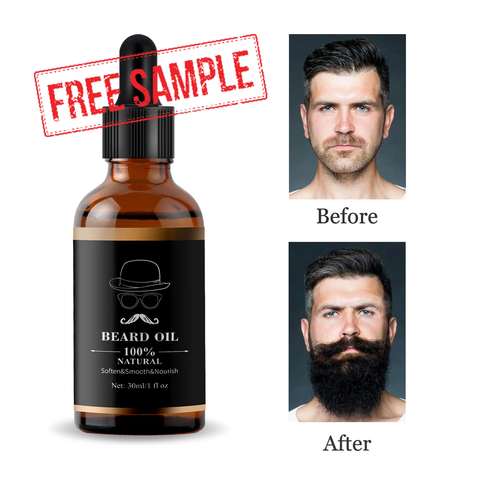 

Free Sample Natural Plant Extract Antipruritic Smooth Mens Beard Growth Kit Oil 30ml Organic Beard Oil