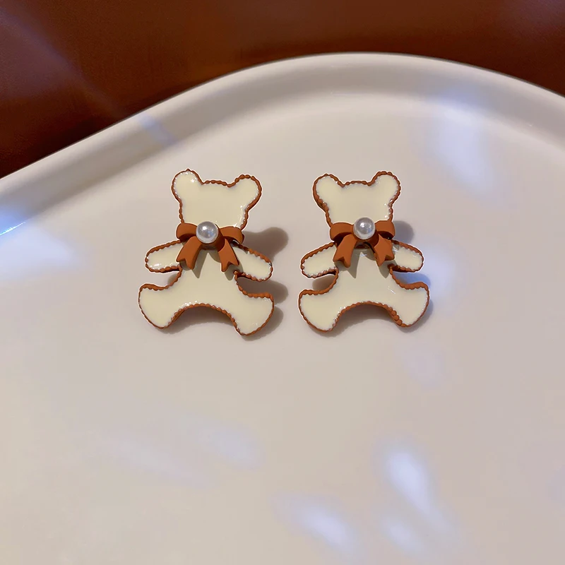 

new design bear bow drop fall earring geometric