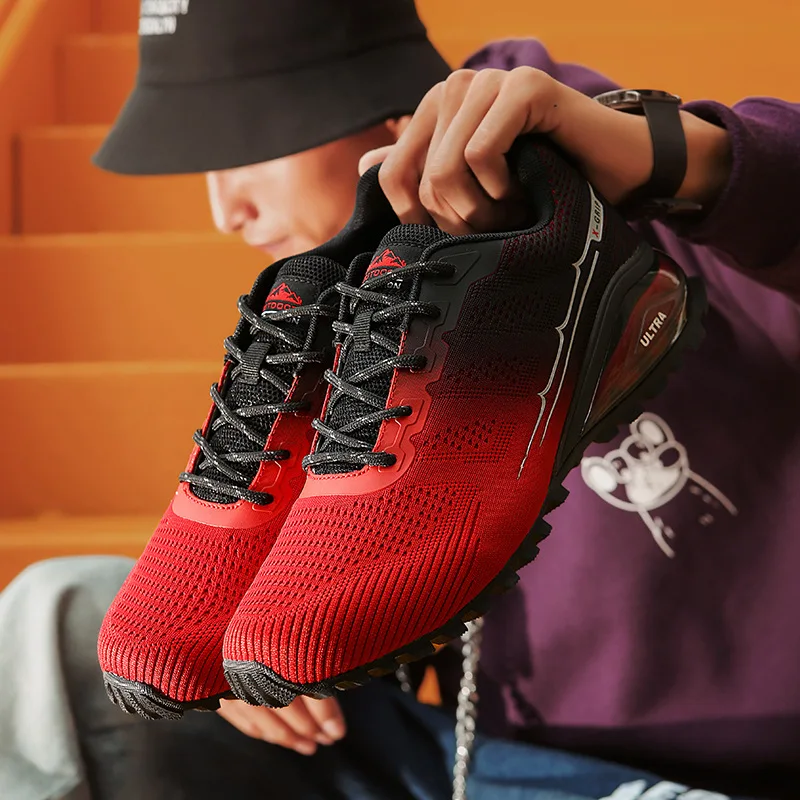 

Fashionable Custom Sport Men Running Shoes High Quality Fashion Knitted Sport Shoes Men, White,black