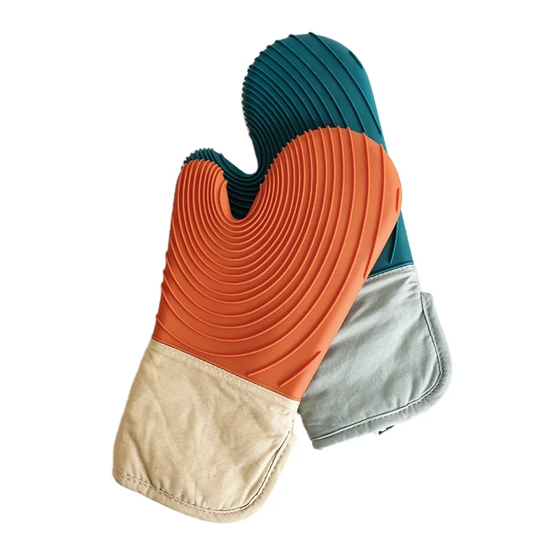 

1552 Simple thickened silicone heat-resistant gloves Microwave oven Insulated baking gloves Kitchen supplies, Photo color