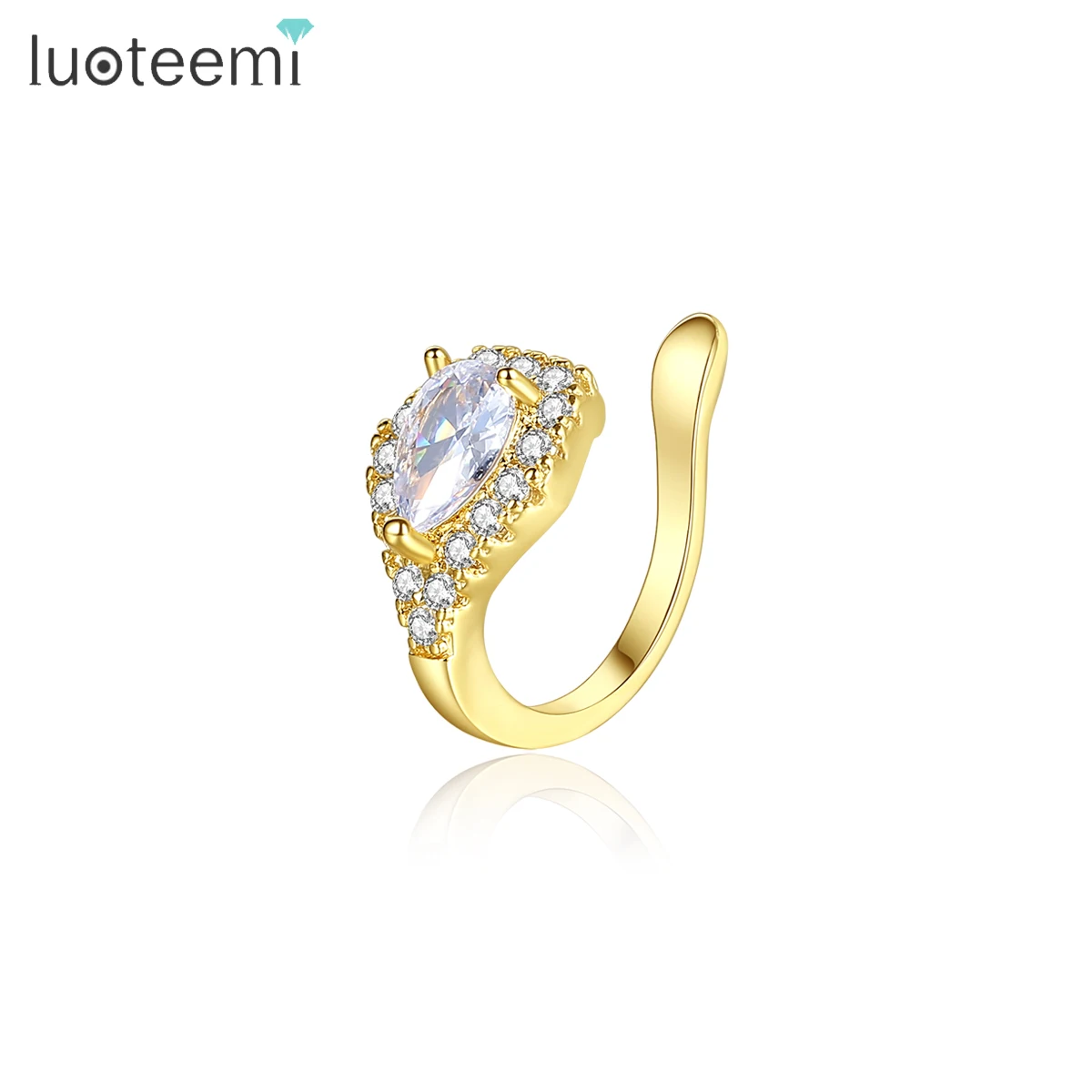 

LUOTEEMI Ear Cuff Jewelry Cubic Zirconia Woman Earing Dainty Charm Gold Elegant Designer Earring