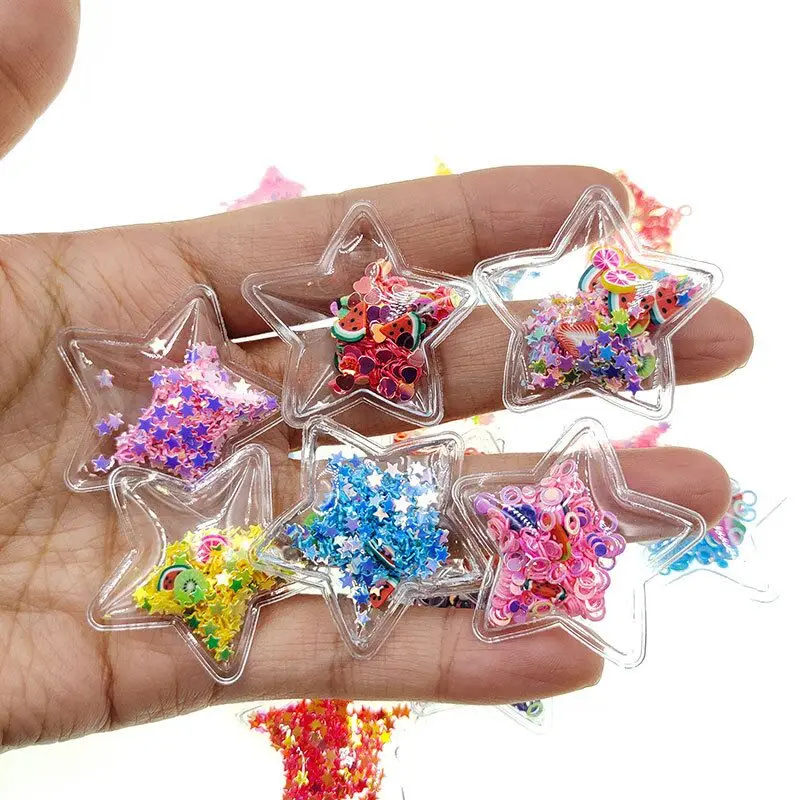 

Glitter Star Fish Bowtie Transparent Plastic Filling Sequin Appliques for DIY Headwear Hair Clips Bow Decor Accessory Patches