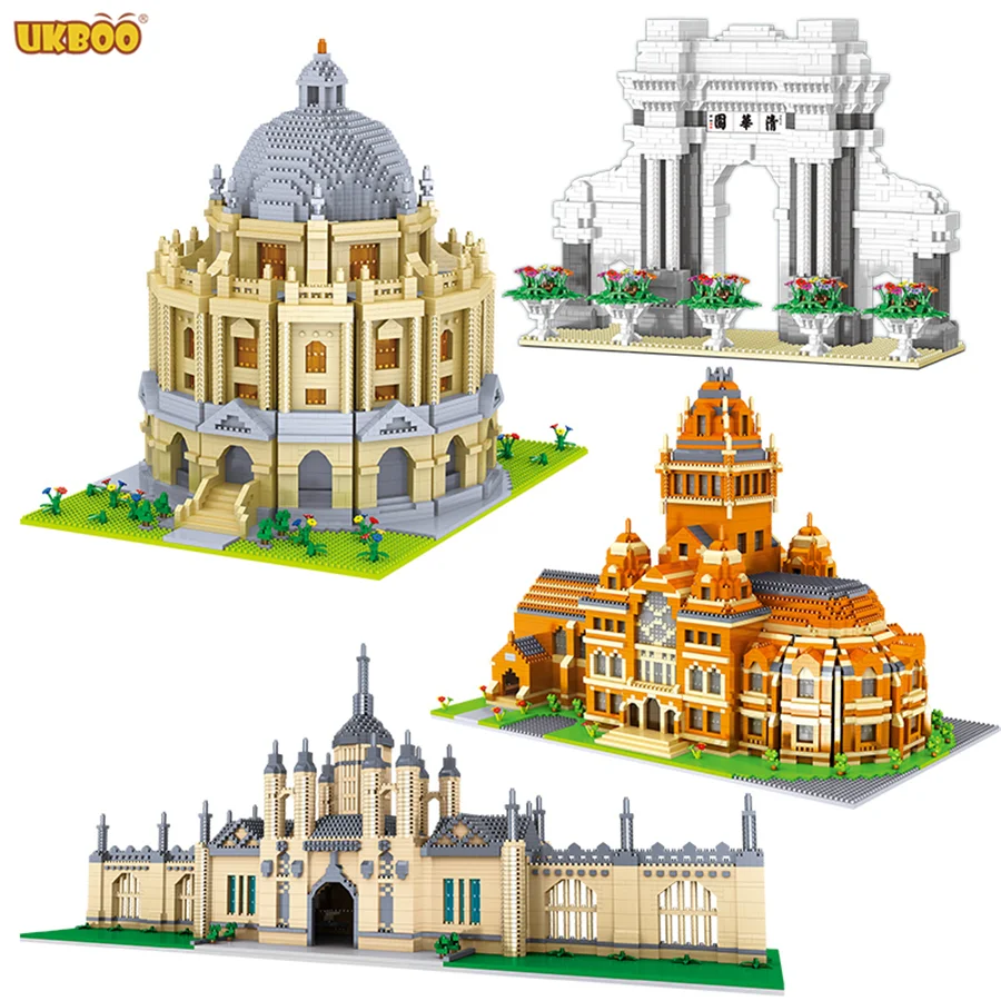 

Ukboo Free Shipping Cambridge Oxford Tsinghua Park Harvard University Models Kits Diamond Building Mini Block Bricks