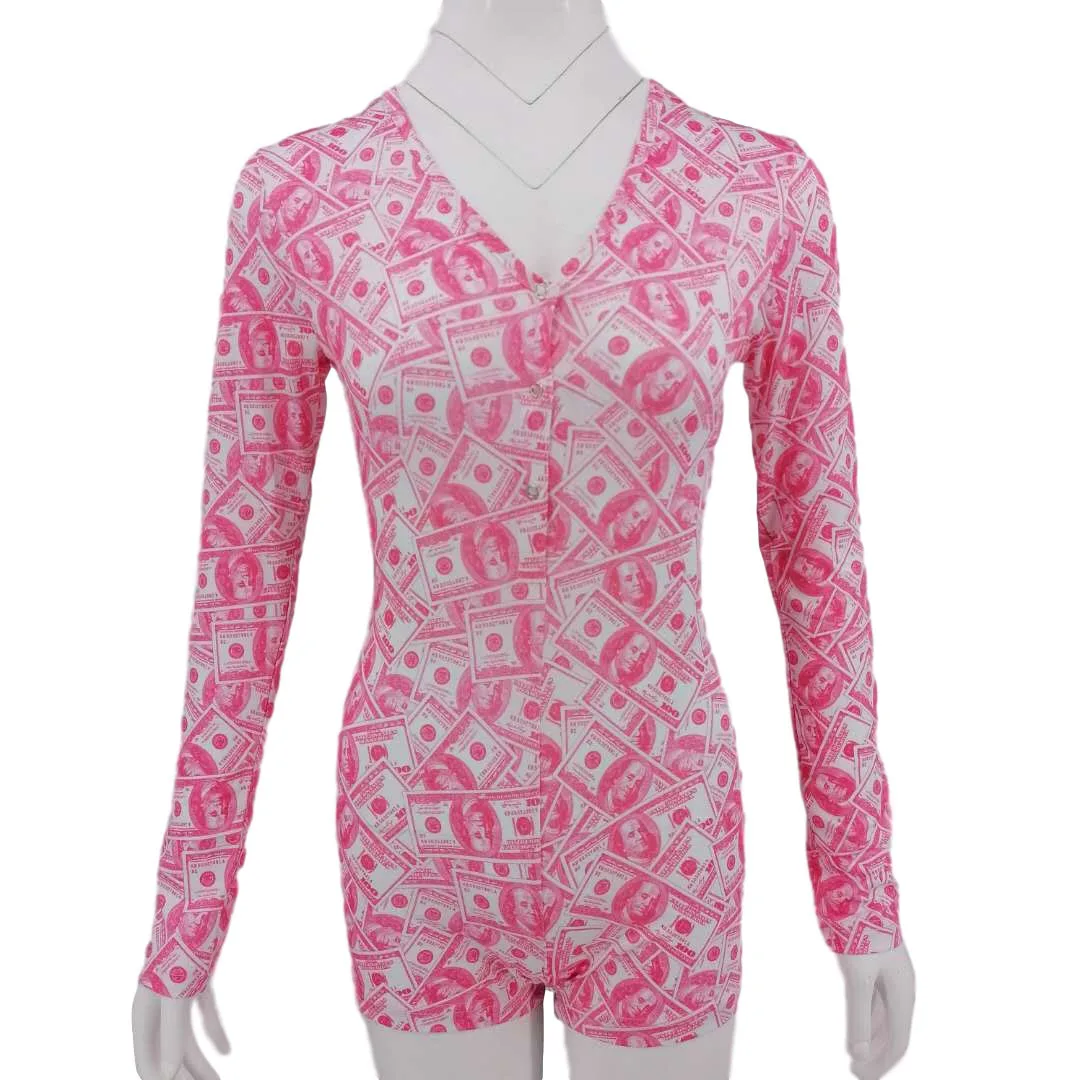 

9S4U Onsie Wholesale Hot Sexy Women Adult Pink Onesie Short Sleeve Printing Pyjamas girls Bodysuit Jumpsuit Pajamas, Customized color