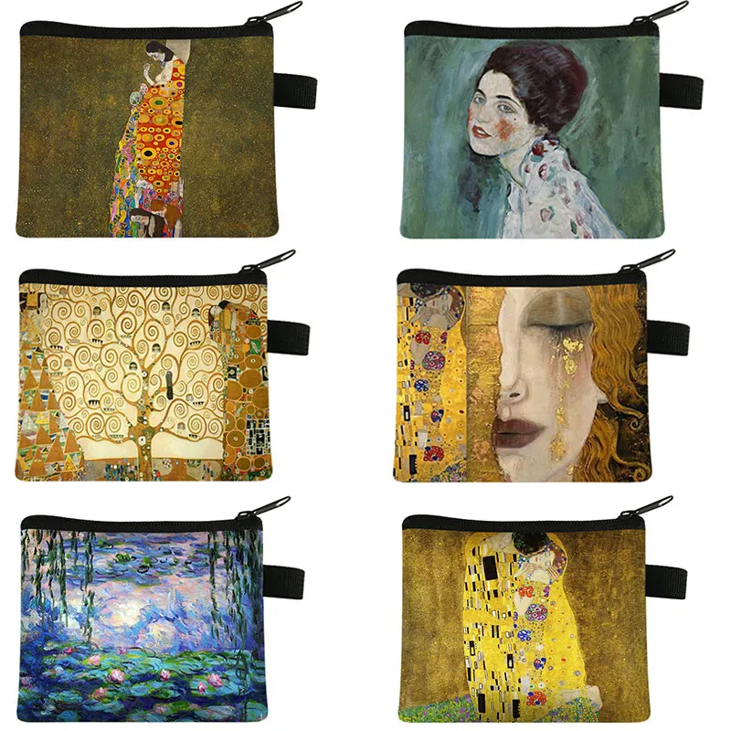 

Oil Painting Kiss / Waterlily Coin Purse Gustav Klimt / Monet Coin Bag Women Lipstick Card Keys Holder Money Bag Ladies Wallet, Customized