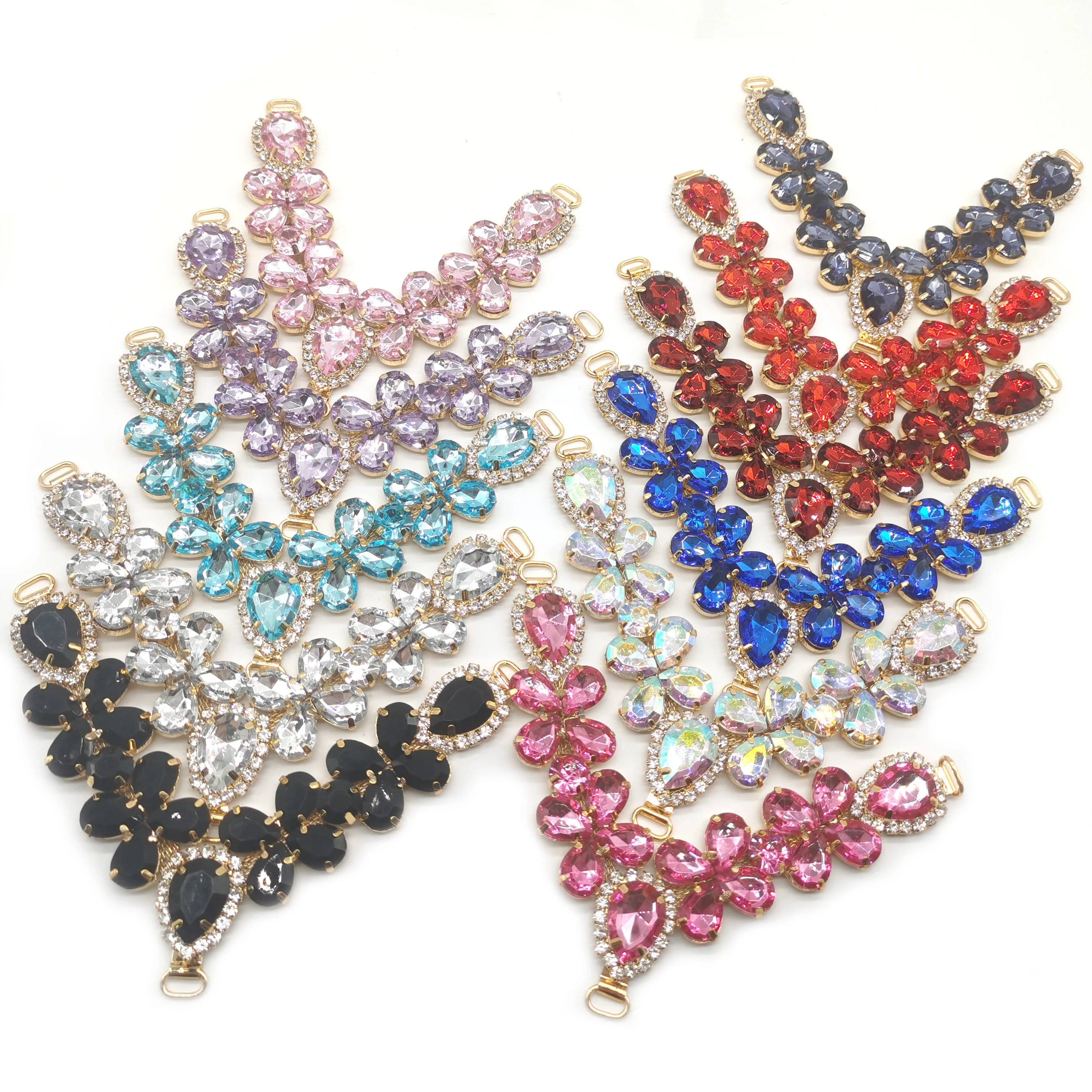 

Colorful Rhinestone Shoes Buckle Rhinestone Shoe Decorative Chain Women Summer Slipper Sandal Accessories, Customized color