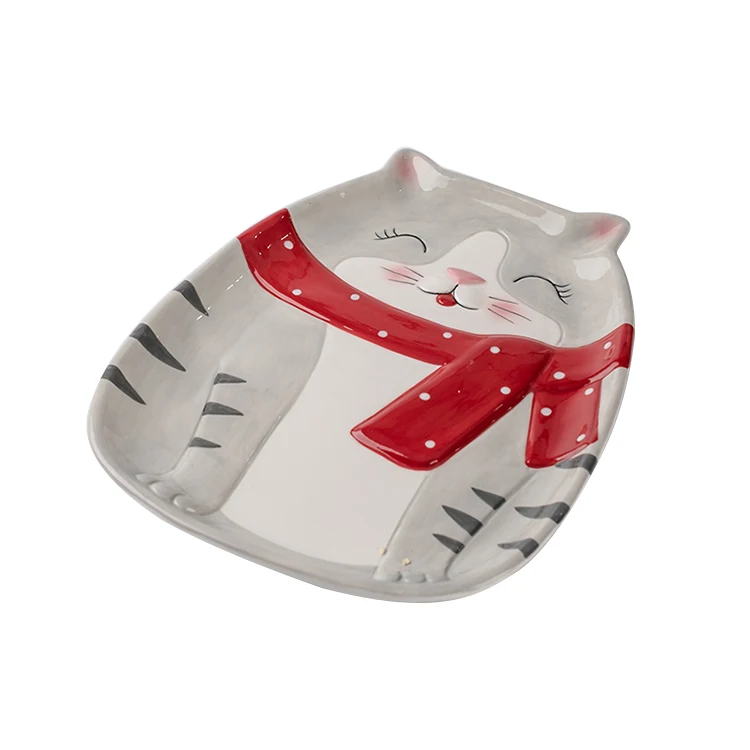 

Nordic Modern Dinnerware Set Printing Kitty Shape Ceramic Plates, Customized colors
