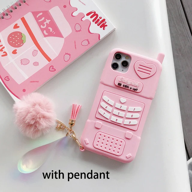 

Cute Love Heart Kid Girl Gift Phone Case For iphone 12 11 pro max mini XR 6 7 8 Plus SE Soft Silicone Back Cover, As picture shows