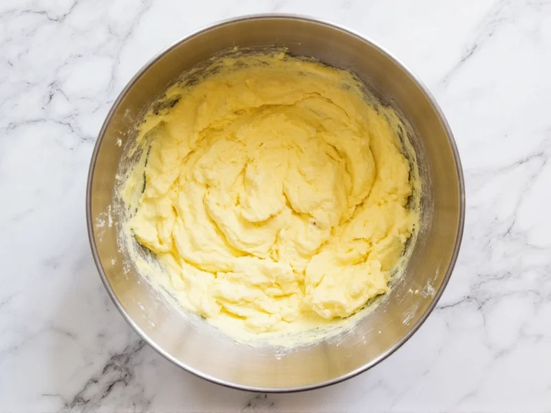 Properly creamed butter and sugar mixture in bowl