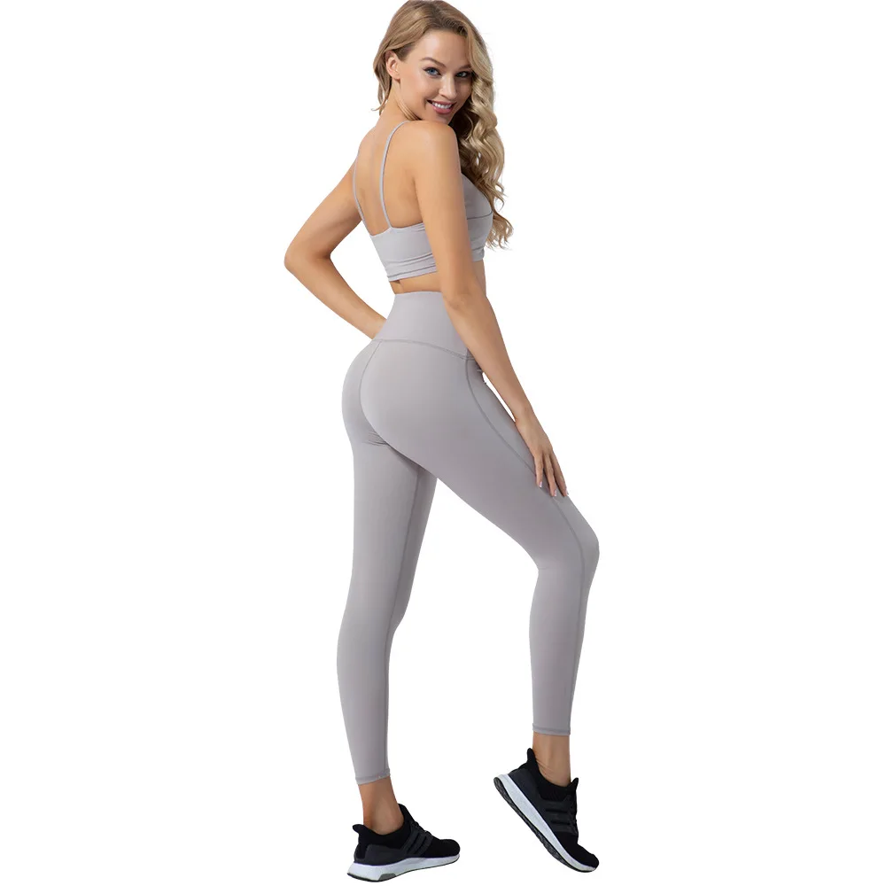 

Ins European and American hot style summer women's quick-drying sportswear gym running suit yoga suit two-piece, As picture or customized colors