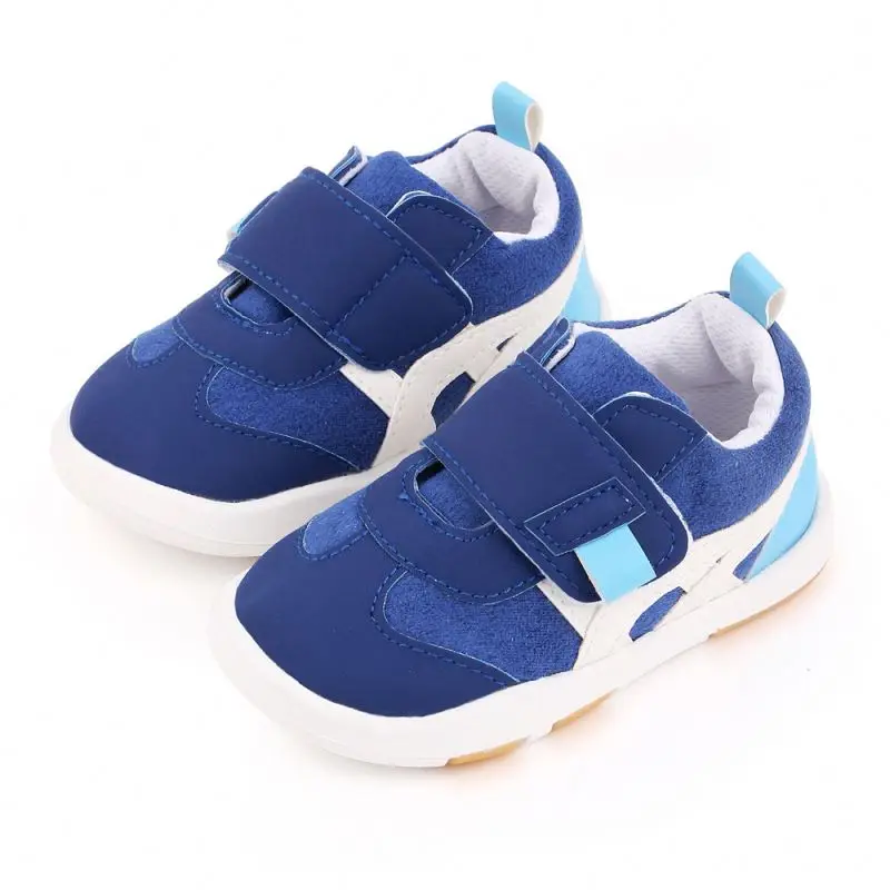 

2021 Wholesale patchwork hook loop non slip solid winter casual boys baby shoes, Green/ blue