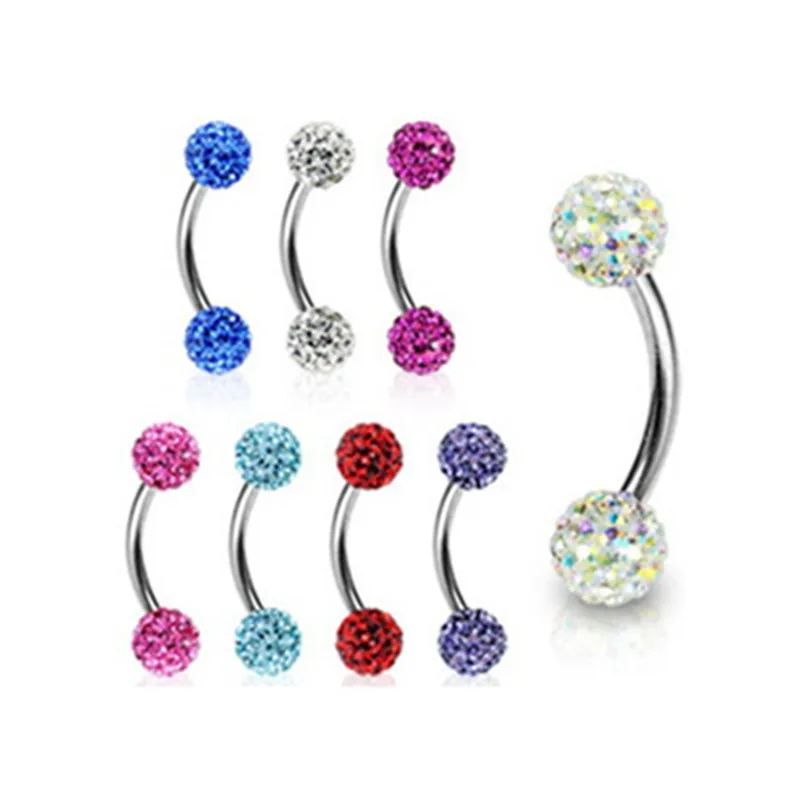 

1pcs mix colors Stainless steel Epoxy eyebrow rings piercing curved bar banana body jewelry